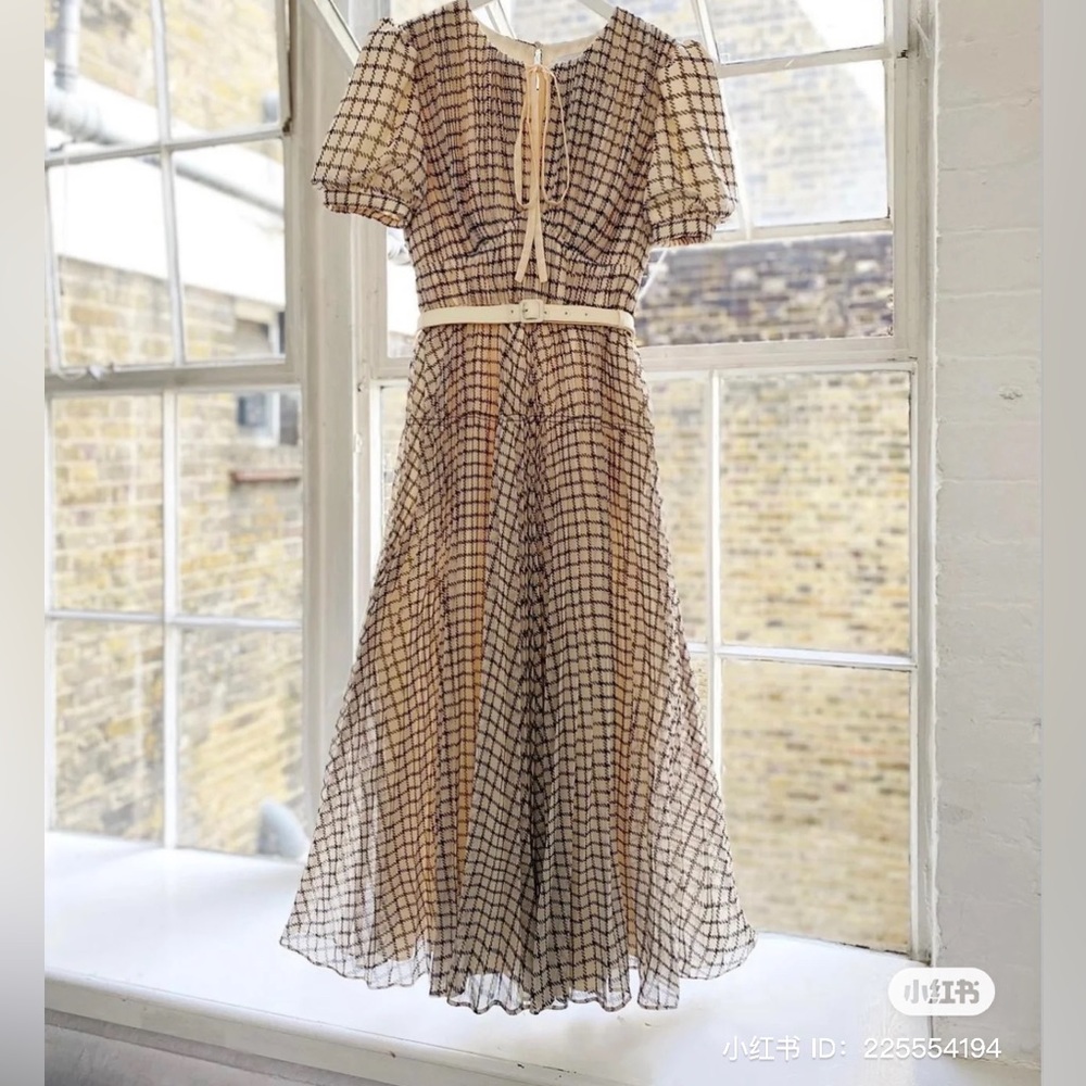 Self Portrait Monochrome Check Midi Dress, NWT. US6.